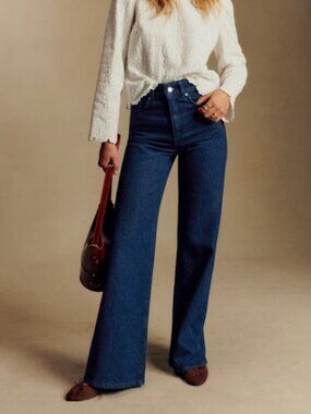 Sezane New 70's Trousers  Indigo Blue